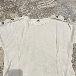 Women's White Button-Shoulder Top